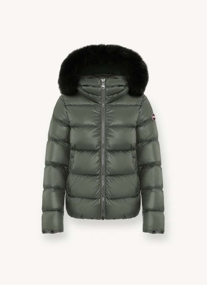 Iridescent down jacket with real fur hood - Image 4