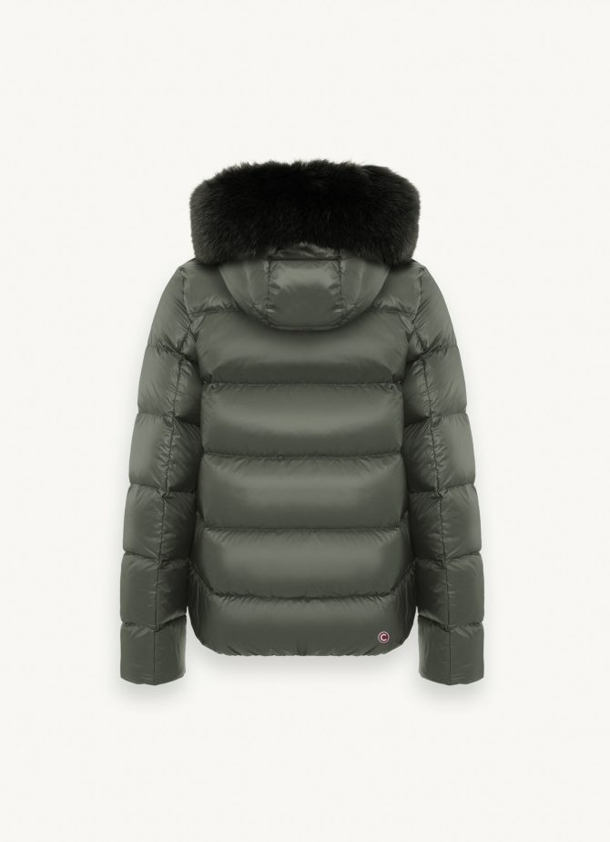 Iridescent down jacket with real fur hood - Image 5