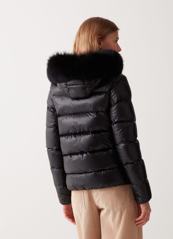 Iridescent down jacket with real fur hood - Image 3