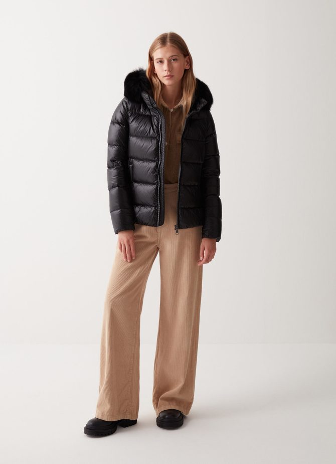 Iridescent down jacket with real fur hood - Image 2