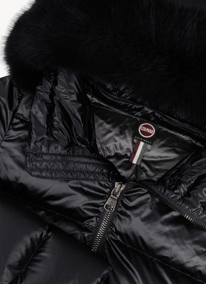 Iridescent down jacket with real fur hood - Image 6