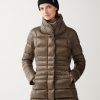 Iridescent down jacket with side opening
