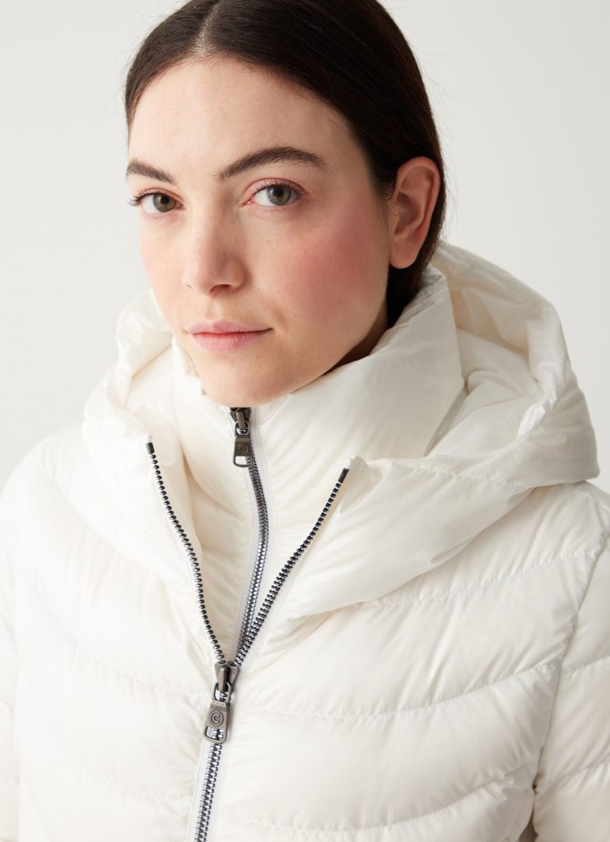 Long iridescent down jacket with bib - Image 2