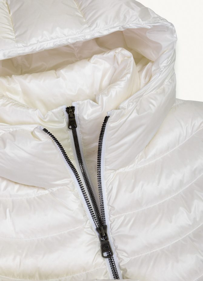 Long iridescent down jacket with bib - Image 6