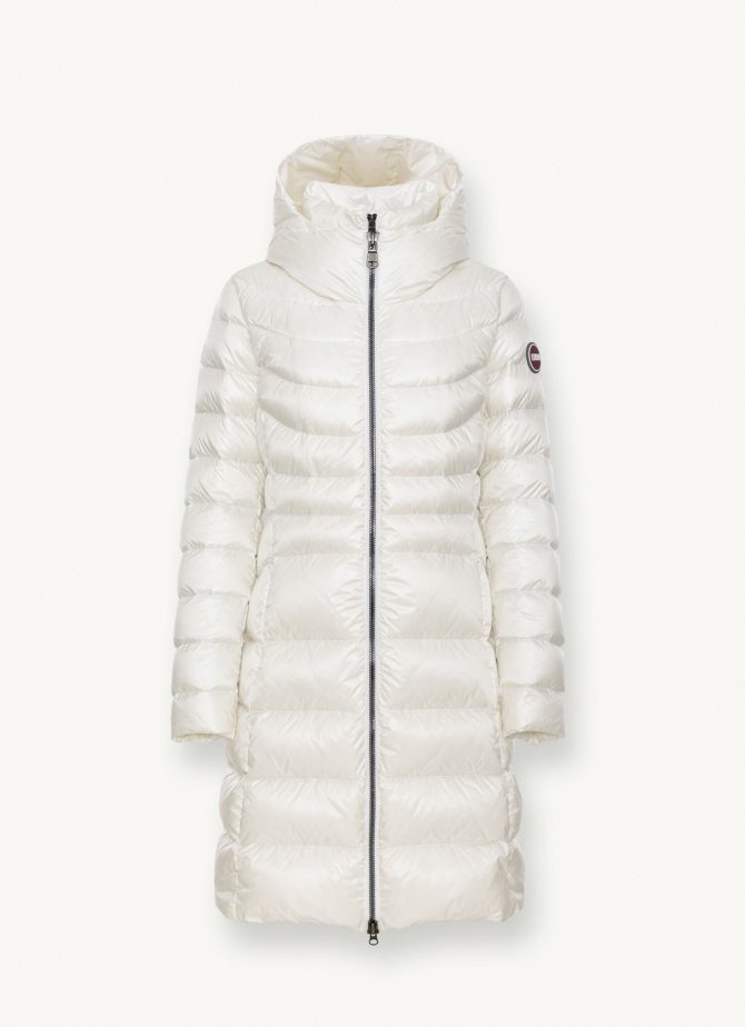 Long iridescent down jacket with bib - Image 4