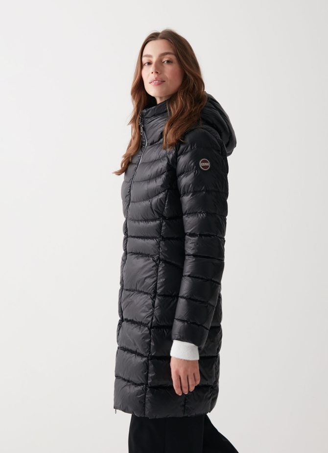 Long iridescent down jacket with bib - Image 3