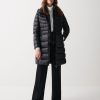 Long iridescent down jacket with bib