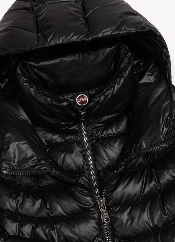 Long iridescent down jacket with bib - Image 6