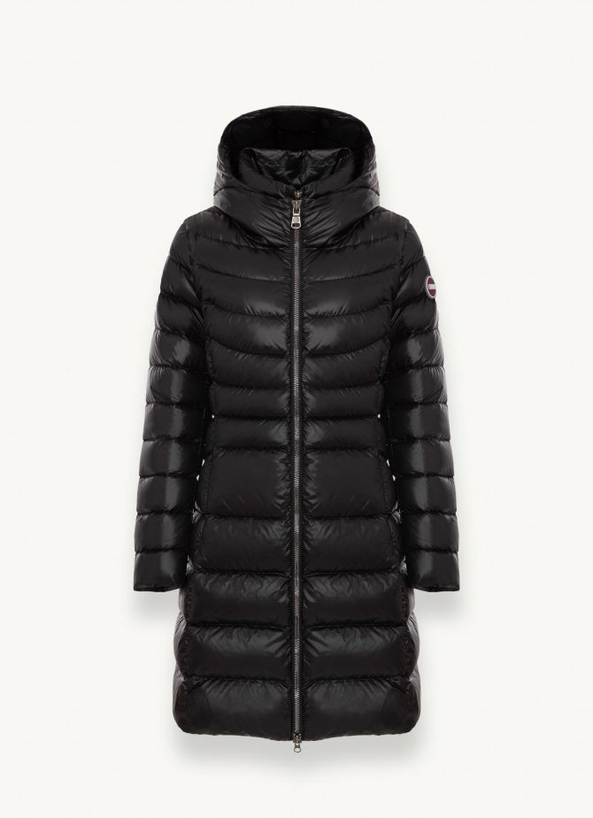 Long iridescent down jacket with bib - Image 4