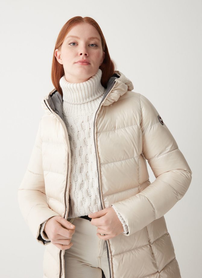 Long iridescent down jacket with fixed hood - Image 2