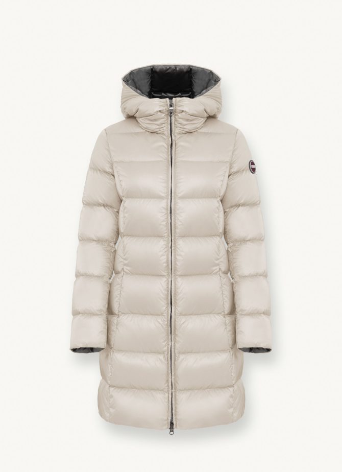 Long iridescent down jacket with fixed hood - Image 4