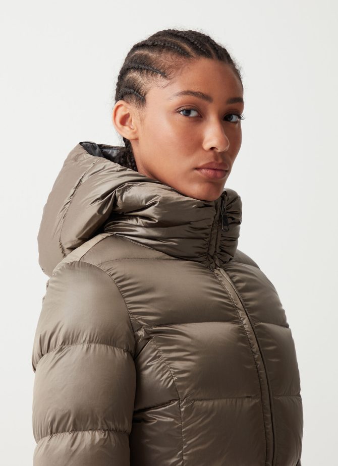 Long iridescent down jacket with fixed hood - Image 3
