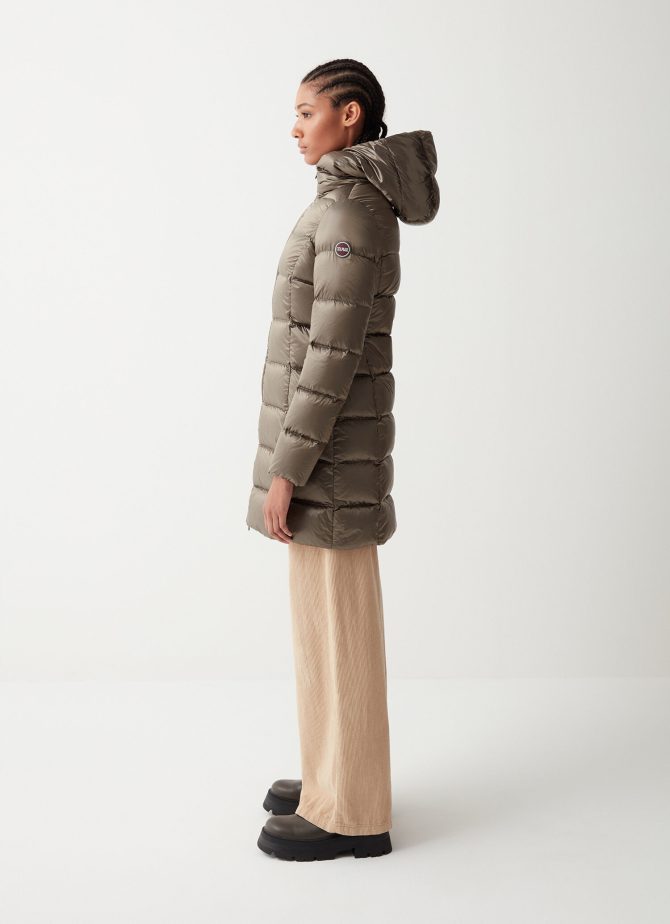Long iridescent down jacket with fixed hood - Image 2