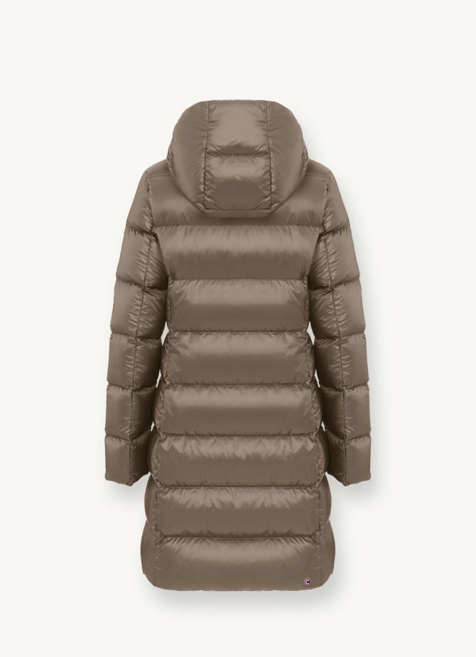 Long iridescent down jacket with fixed hood - Image 5