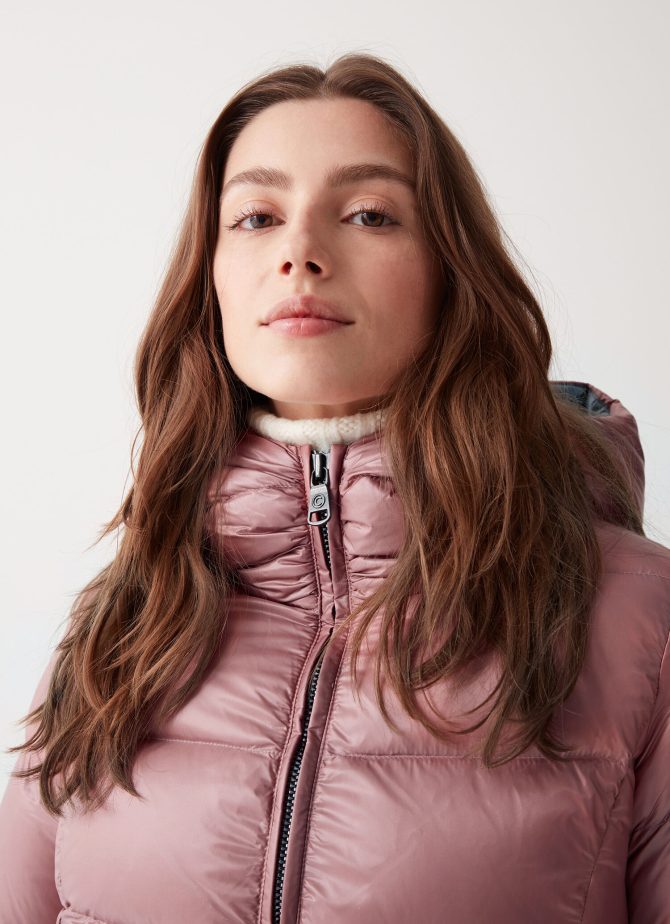Long iridescent down jacket with fixed hood - Image 2