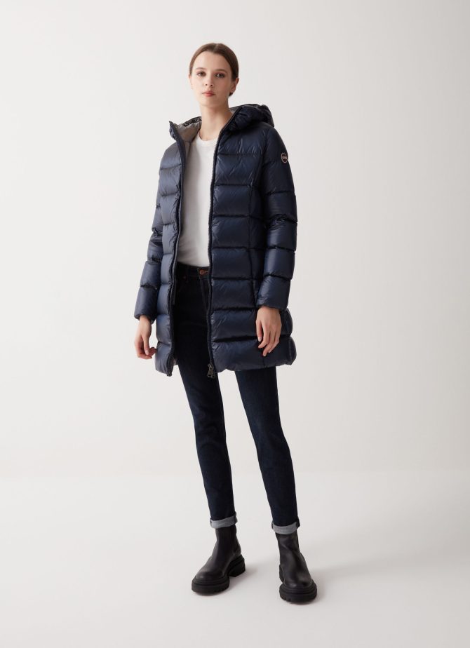 Long iridescent down jacket with fixed hood - Image 2