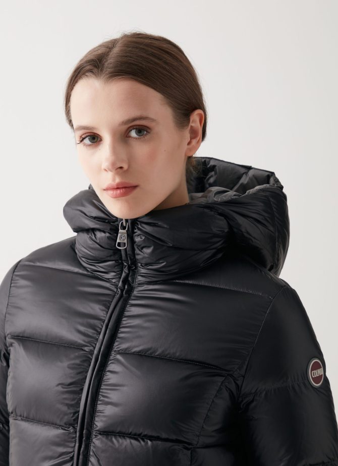 Long iridescent down jacket with fixed hood - Image 3