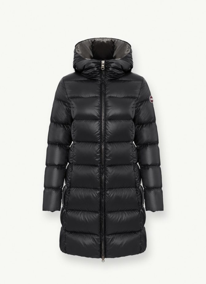 Long iridescent down jacket with fixed hood - Image 4