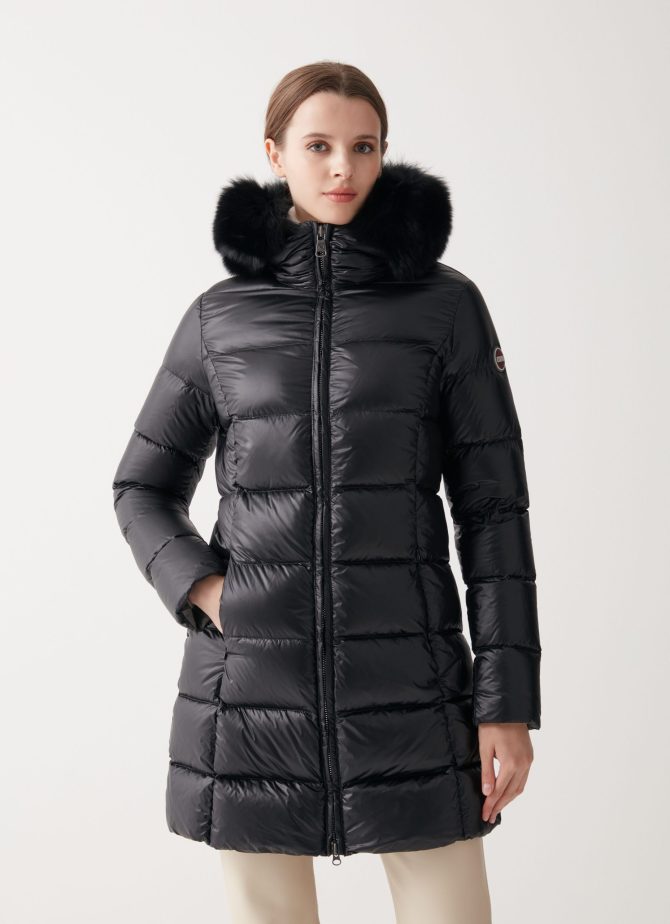 Long iridescent jacket with fixed hood - Image 3