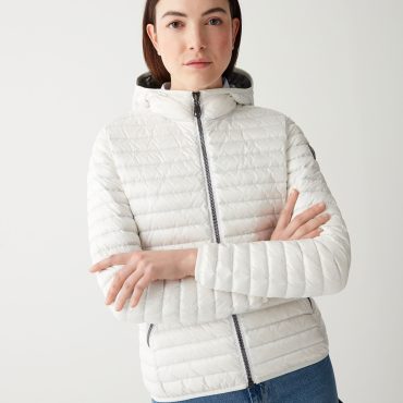 Autumn down jacket with fixed hood