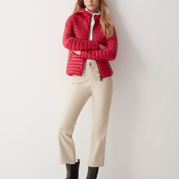 Autumn down jacket with fixed hood