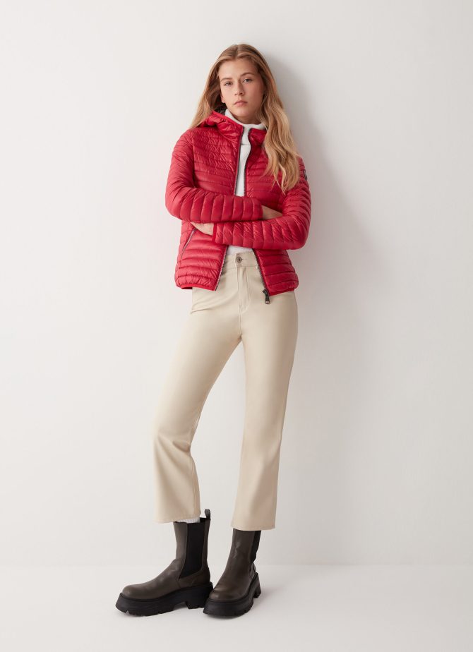 Autumn down jacket with fixed hood