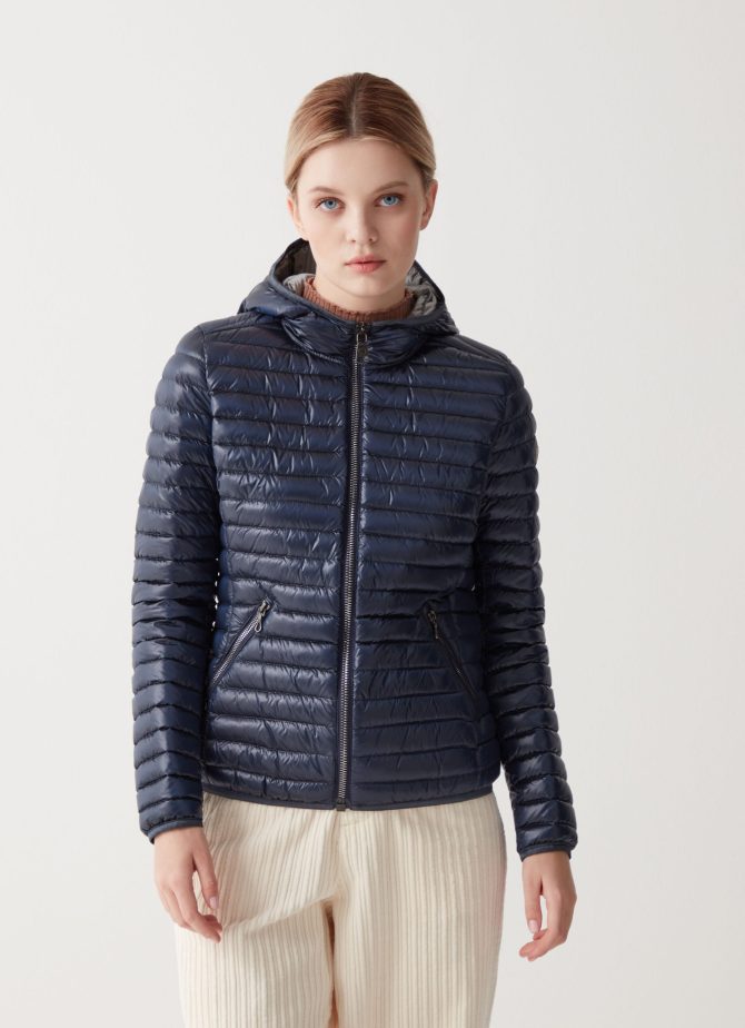 Autumn down jacket with fixed hood