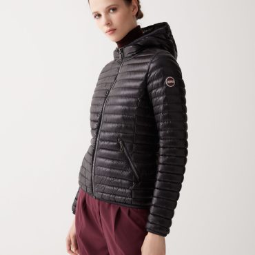 Autumn down jacket with fixed hood