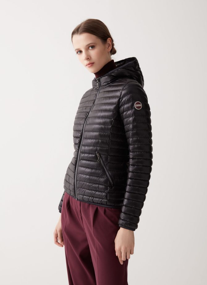 Autumn down jacket with fixed hood