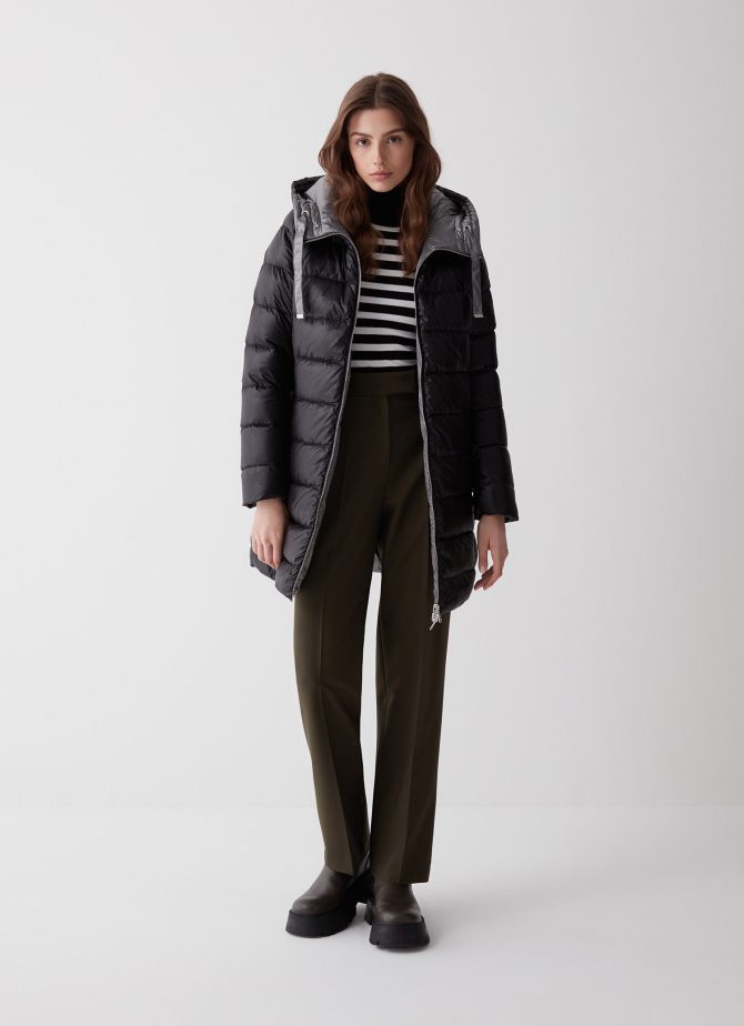 Reversible quilted down jacket with hood