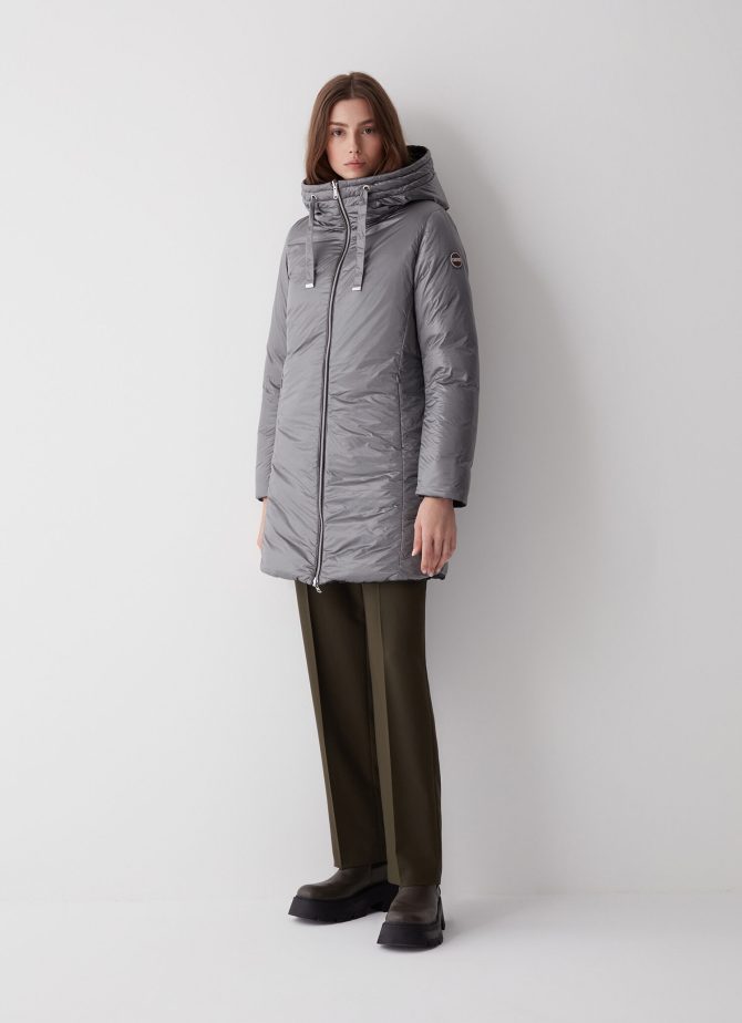 Reversible quilted down jacket with hood - Image 2
