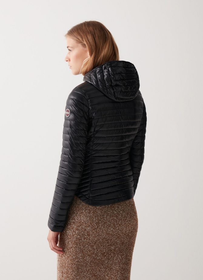 Autumn down jacket with shaped hem