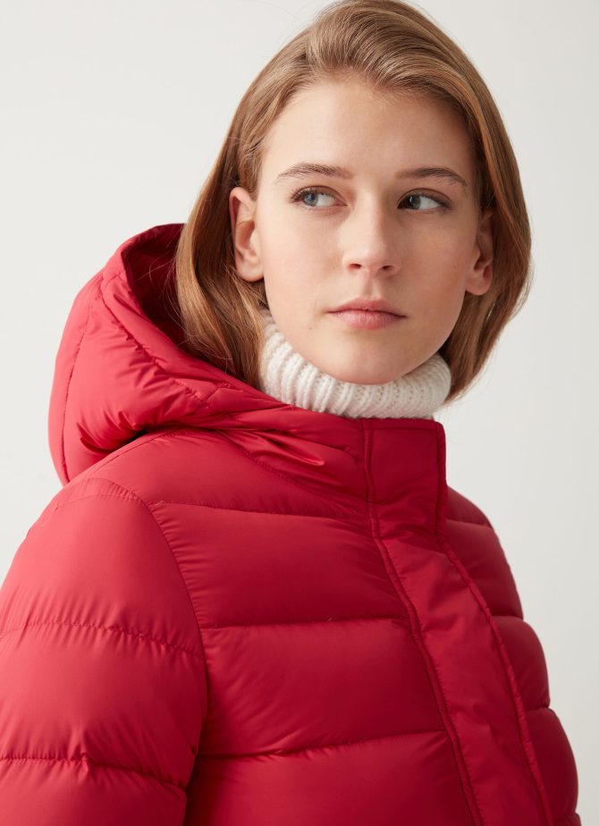 Down jacket with fixed hood in matt fabric - Image 3