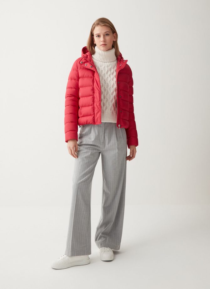 Down jacket with fixed hood in matt fabric - Image 2