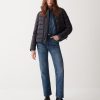 Down jacket with fixed hood in matt fabric