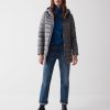 Medium length iridescent down jacket