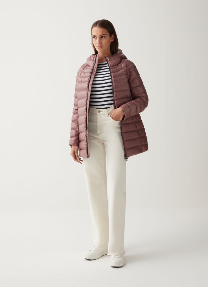 Medium length iridescent down jacket