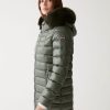 Medium length iridescent down jacket