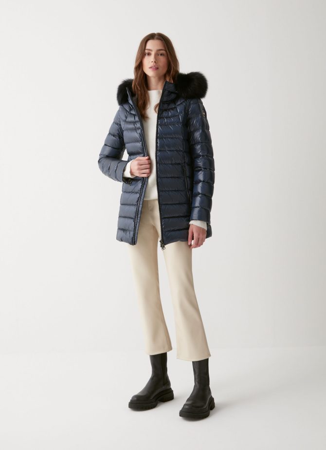Medium length iridescent down jacket