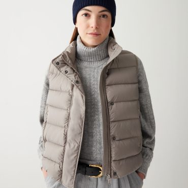 Down sleeveless jacket in matte fabric