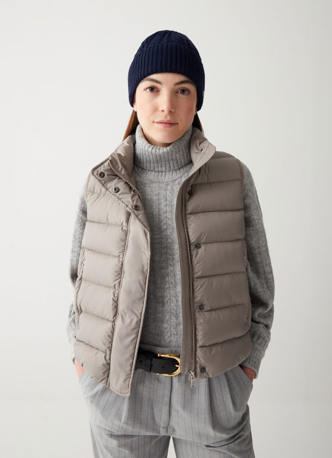 Down sleeveless jacket in matte fabric