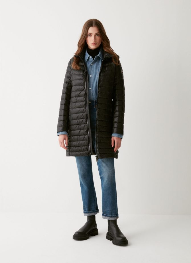 Long autumn down jacket with detachable hood - Image 3
