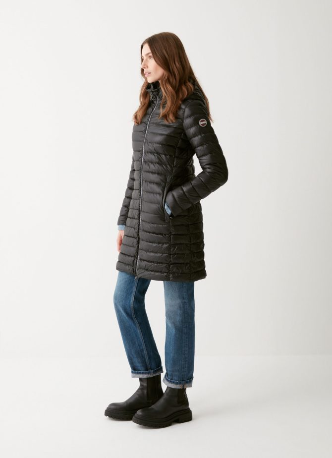 Long autumn down jacket with detachable hood - Image 2