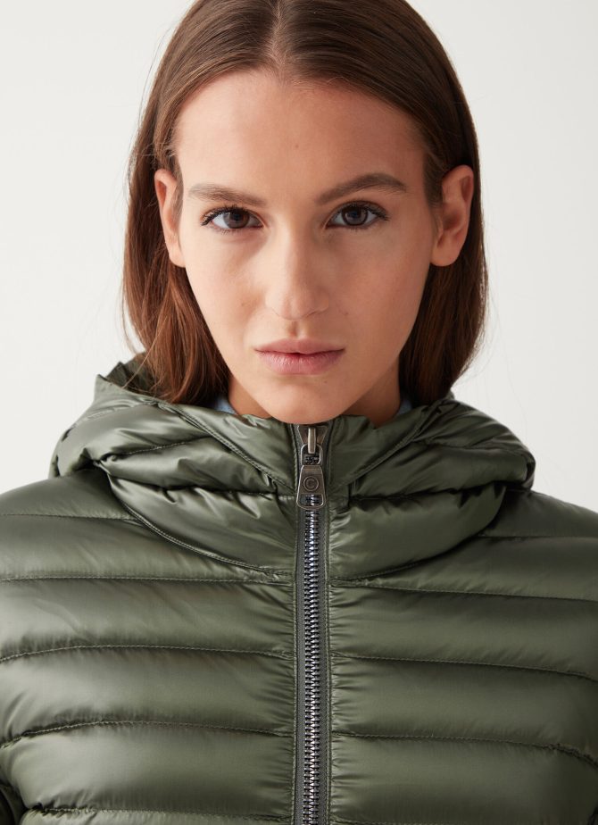 Fitted iridescent down jacket with hood - Image 3