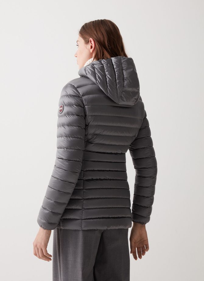 Fitted iridescent down jacket with hood - Image 3