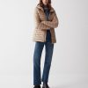 Fitted iridescent down jacket with hood