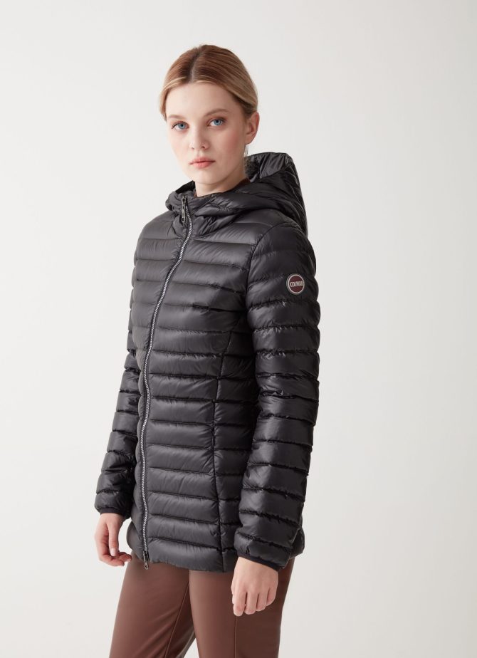 Fitted iridescent down jacket with hood - Image 3