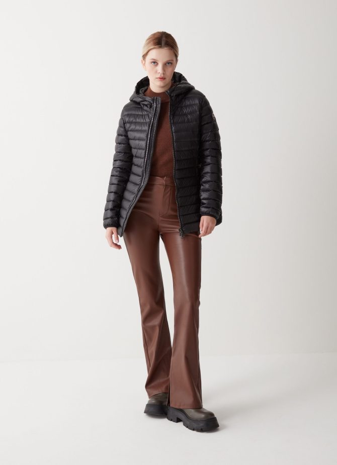 Fitted iridescent down jacket with hood