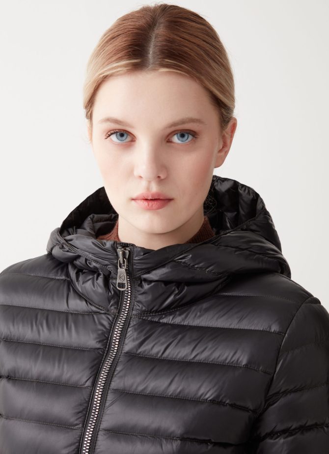 Fitted iridescent down jacket with hood - Image 2