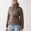 Down jacket with ribbed knit cuffs